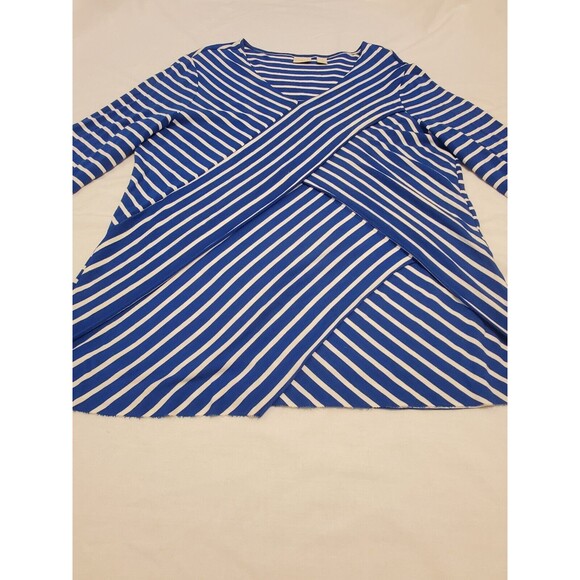 Women Chico's Size 2 Tunic Large Raw Edge Layered fabric 3/4 Sleeve - Picture 3 of 11